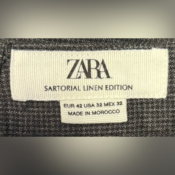 NWOT Zara Charcoal Flat Front Men's Linen Shorts - Picture 2 of 5
